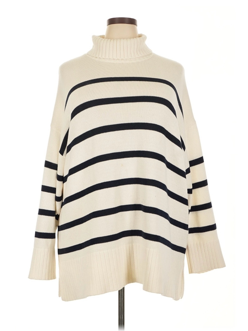 Old Navy Navy Striped Oversized Turtleneck Sweater 4x